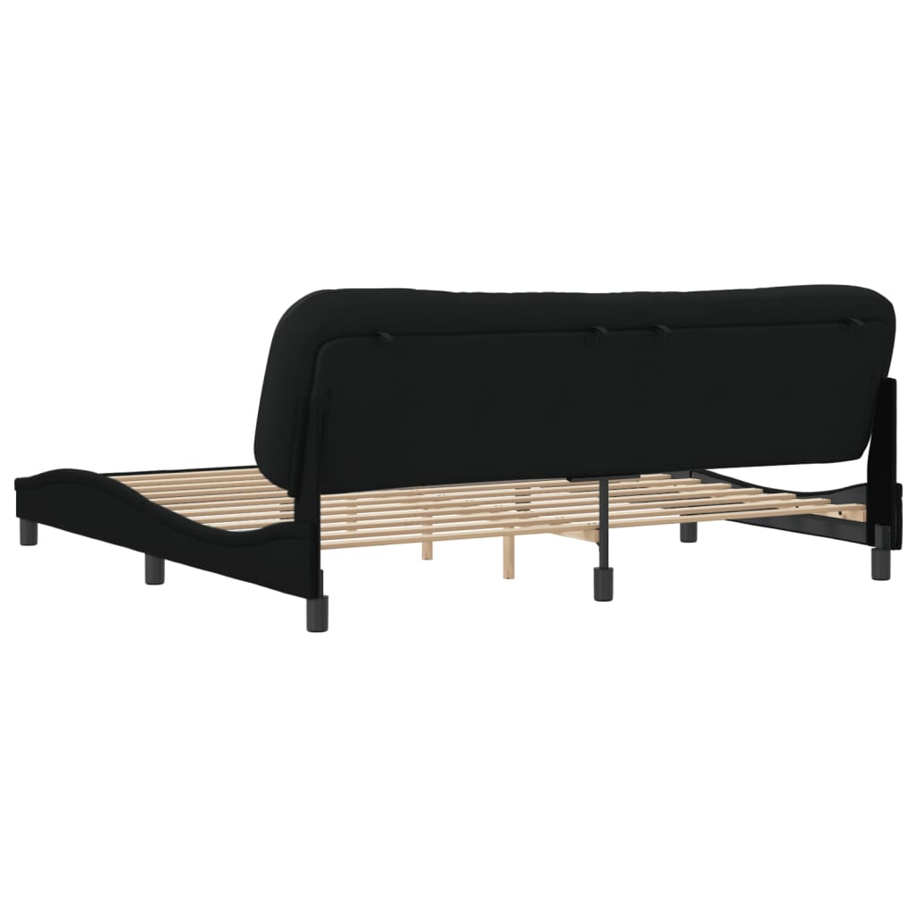 Giroletto senza Materasso Nero 200x200 cm in Tessuto