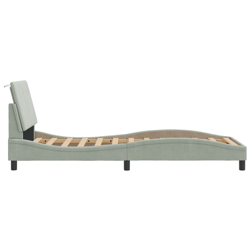 Giroletto senza Materasso Hanko Grigio Chiaro 80x200 cm Velluto - homemem39