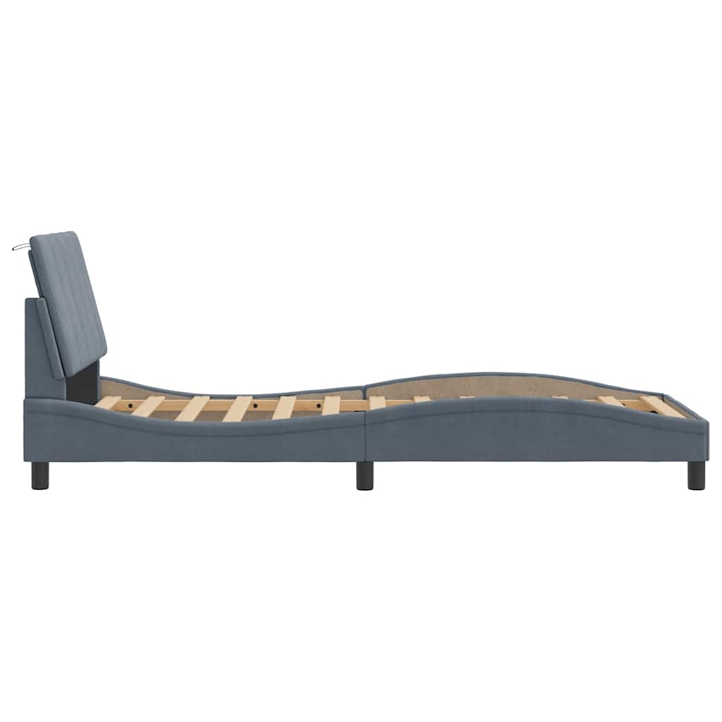 Giroletto senza Materasso Hanko Grigio Scuro 90x190 cm Velluto | homemem39