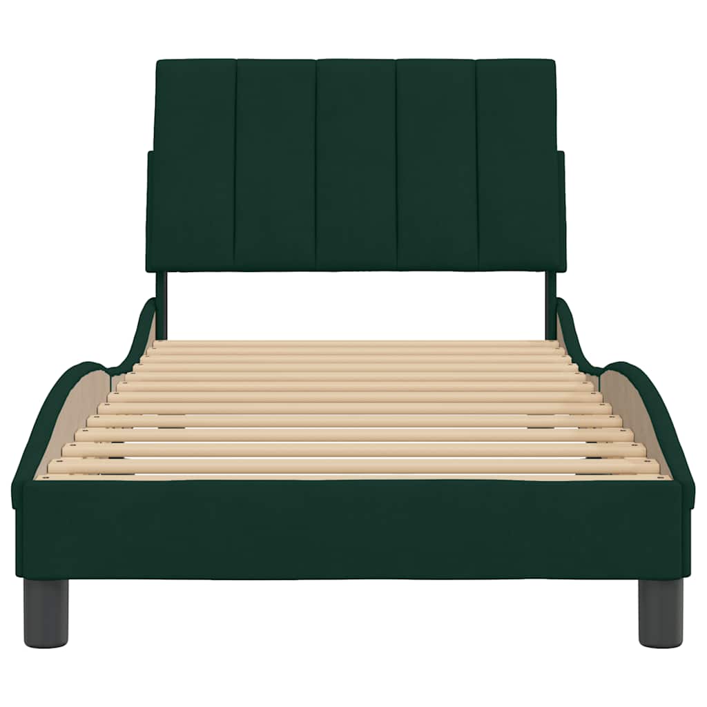 Giroletto senza Materasso Hanko Verde Scuro 90x190 cm in Velluto | homemem39