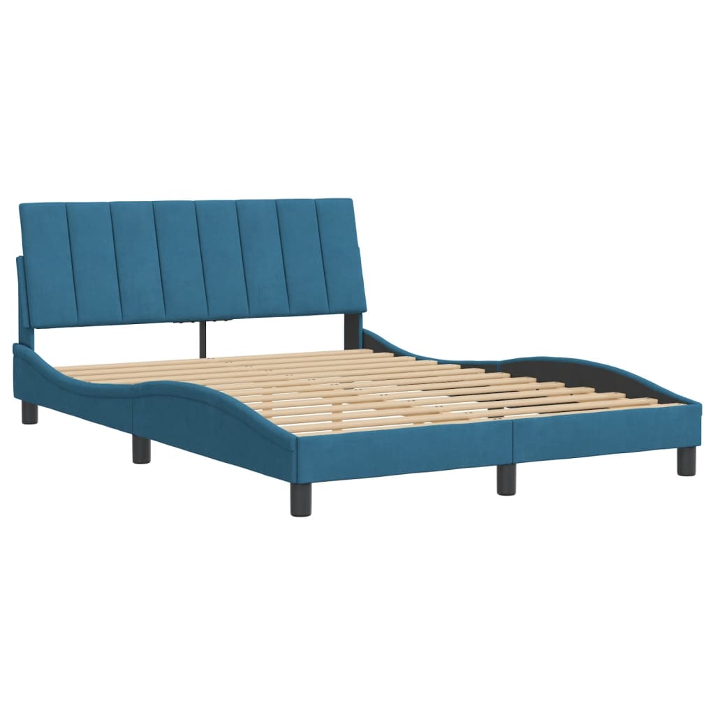 Giroletto con Testiera Blu 140x190 cm in Velluto