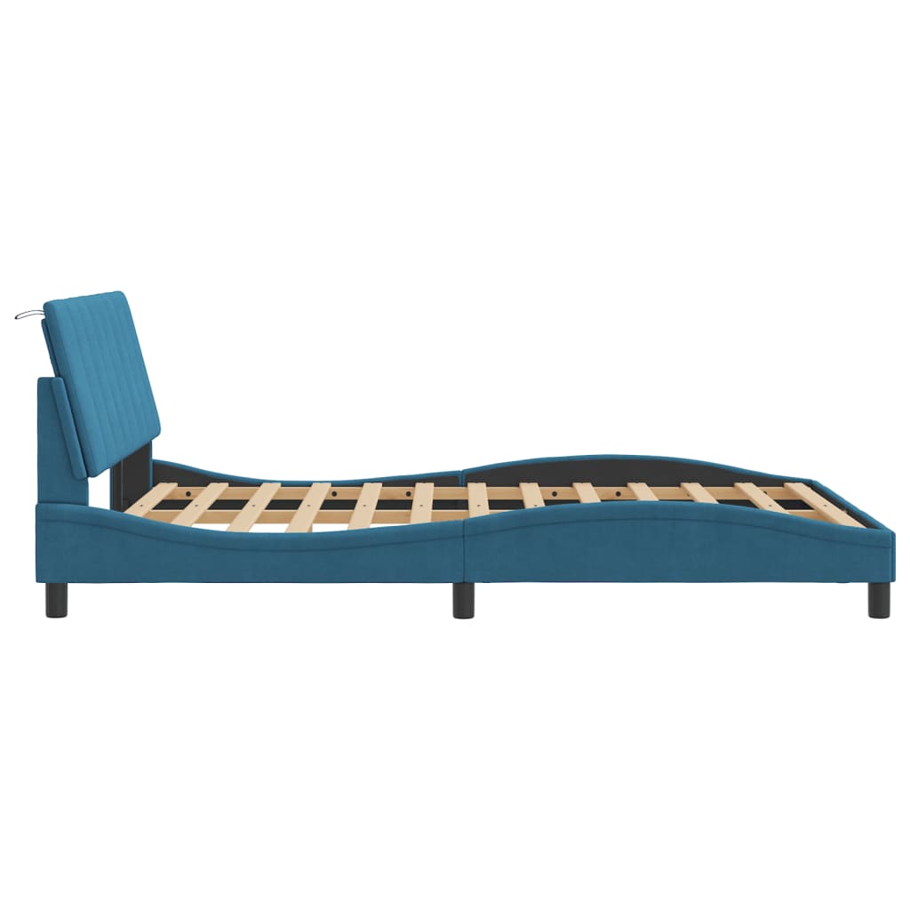 Giroletto con Testiera Blu 140x190 cm in Velluto