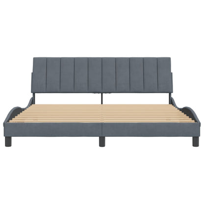 Giroletto senza Materasso Grigio Scuro 180x200 cm Velluto