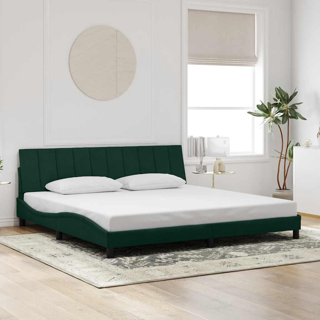 Giroletto senza Materasso Hanko Verde Scuro 200x200 cm in Velluto