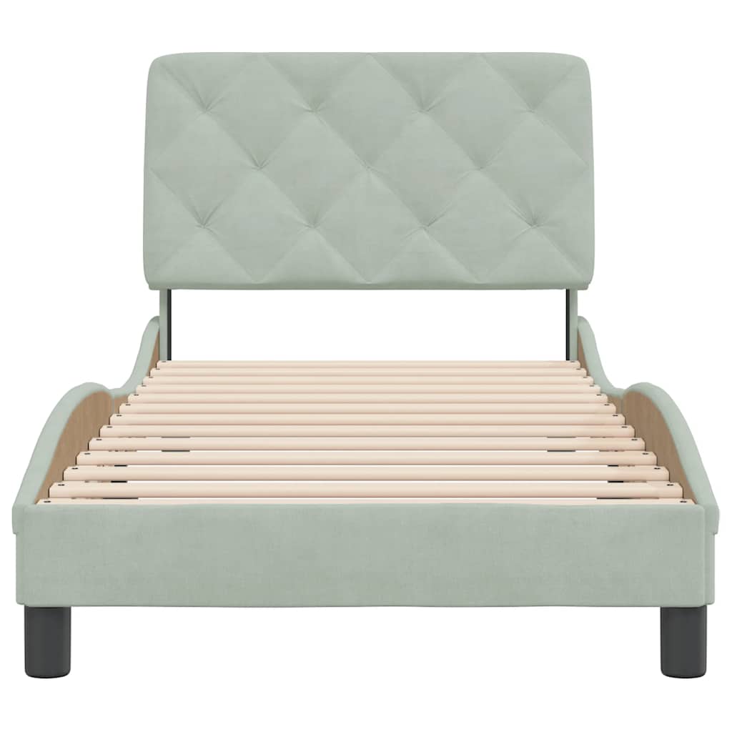 Giroletto senza Materasso Grigio Chiaro 80x200 cm Velluto | homemem39