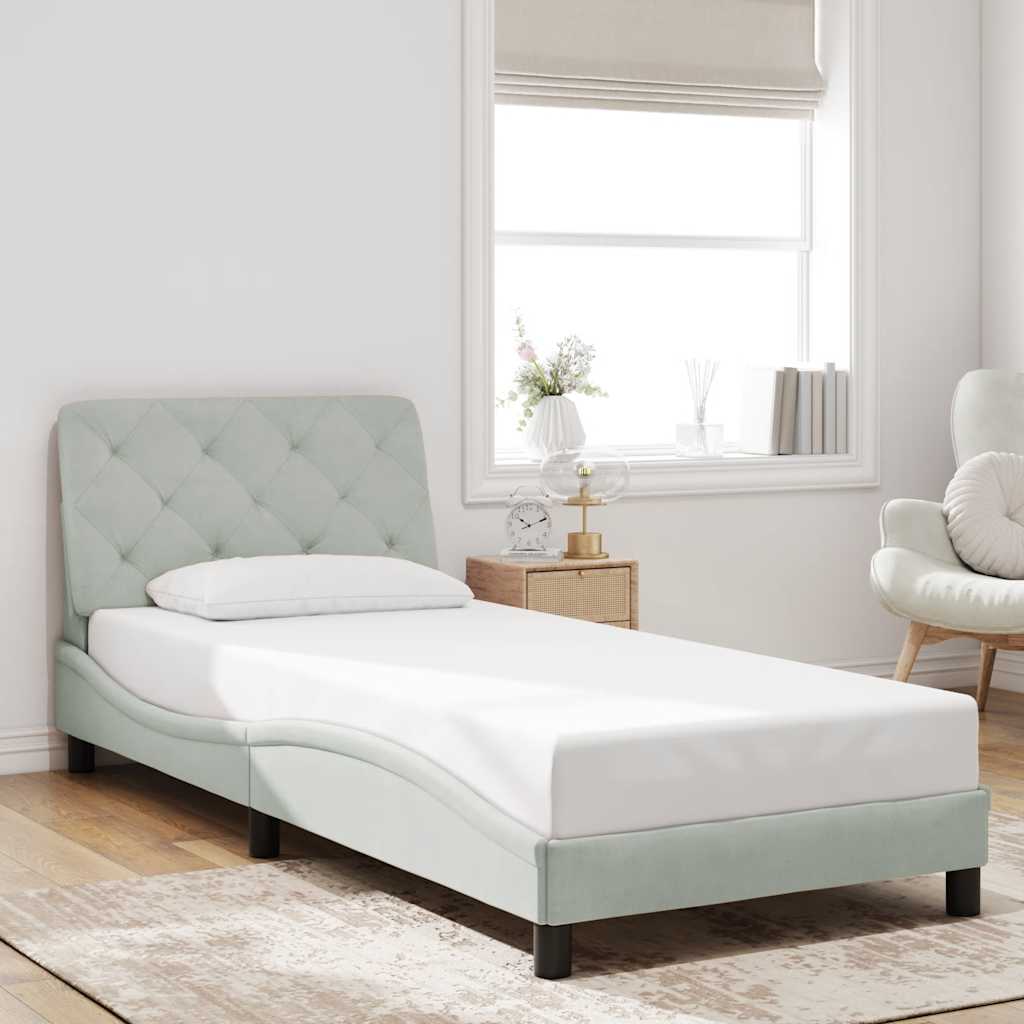 Giroletto senza Materasso Grigio Chiaro 80x200 cm Velluto | homemem39