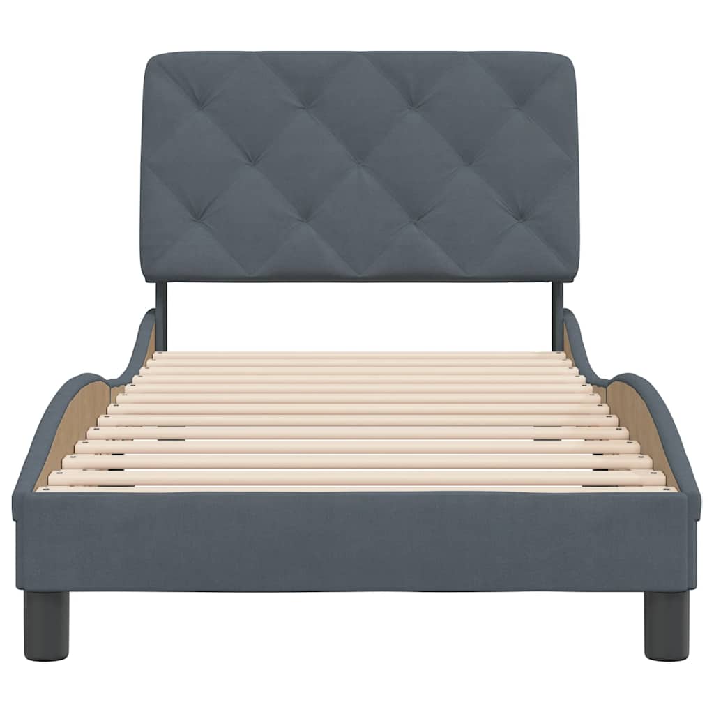 Giroletto senza Materasso Grigio Scuro 90x190 cm Velluto | homemem39