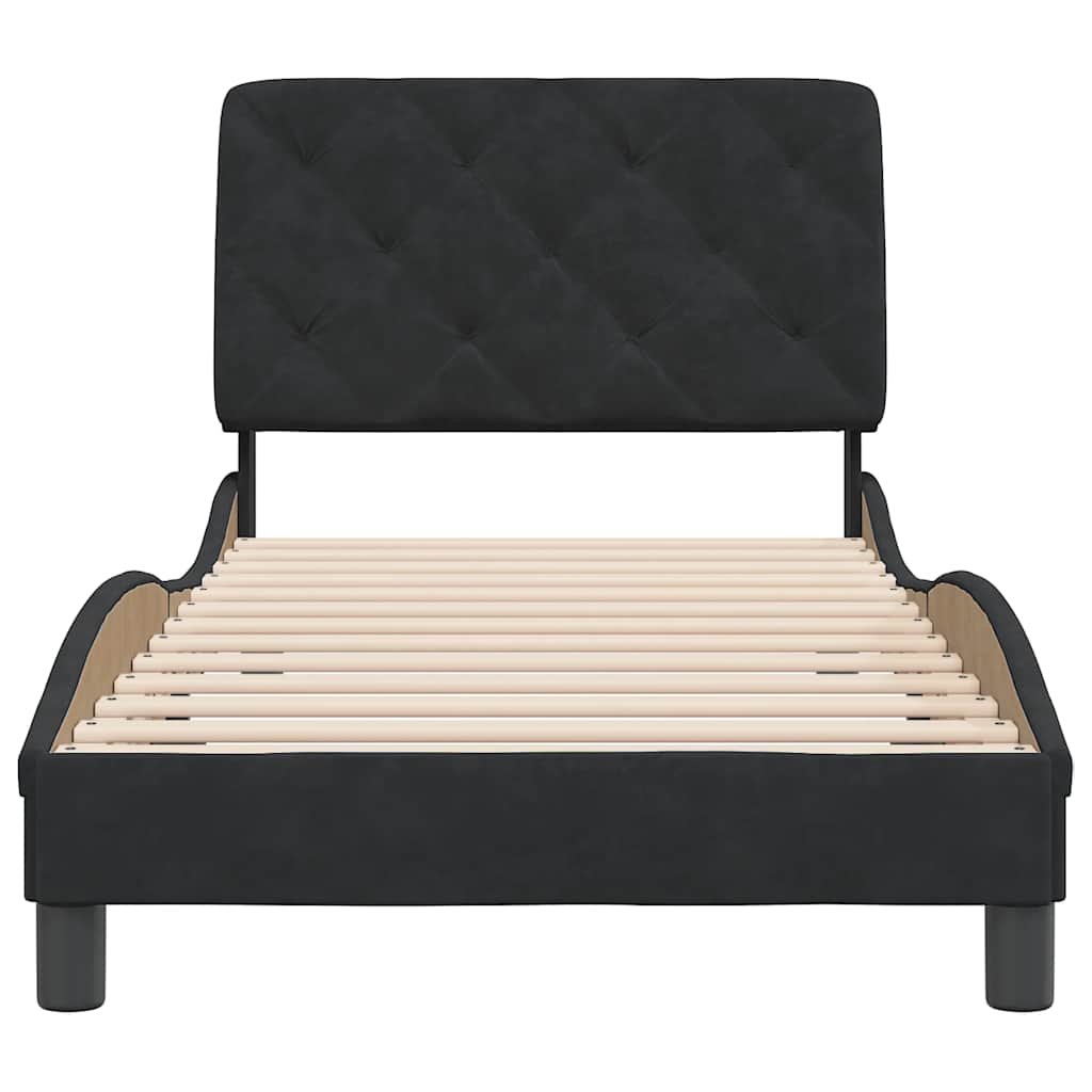 Giroletto senza Materasso Nero 90x190 cm in Velluto | homemem39