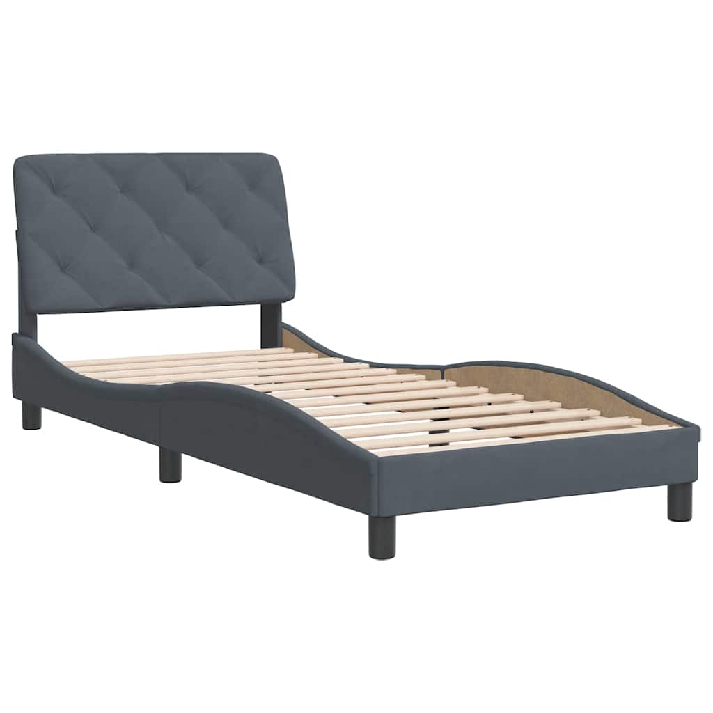 Giroletto senza Materasso Grigio Scuro 90x200 cm Velluto | homemem39