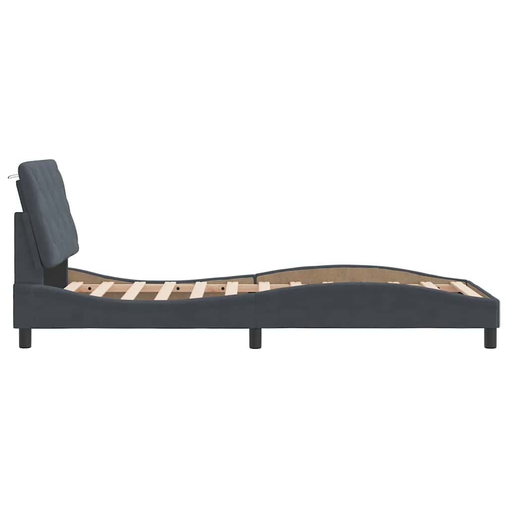Giroletto senza Materasso Grigio Scuro 90x200 cm Velluto | homemem39