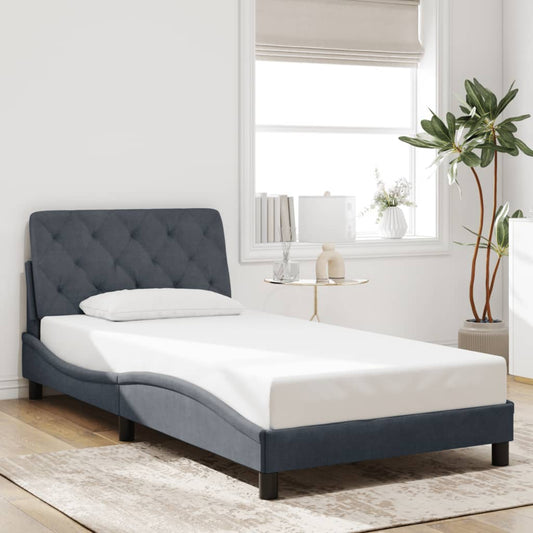 Giroletto senza Materasso Grigio Scuro 100x200 cm Velluto