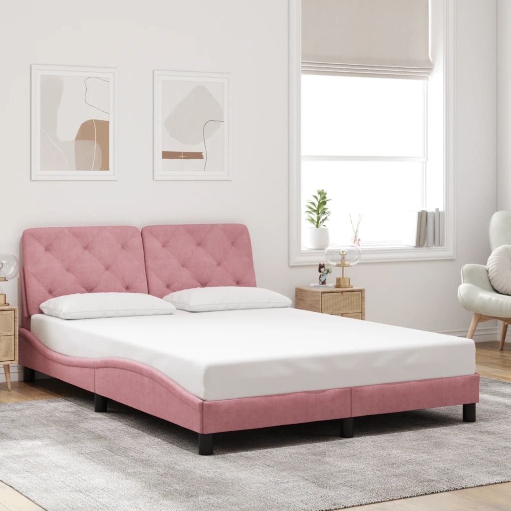 Giroletto con Testiera Rosa 140x190 cm in Velluto