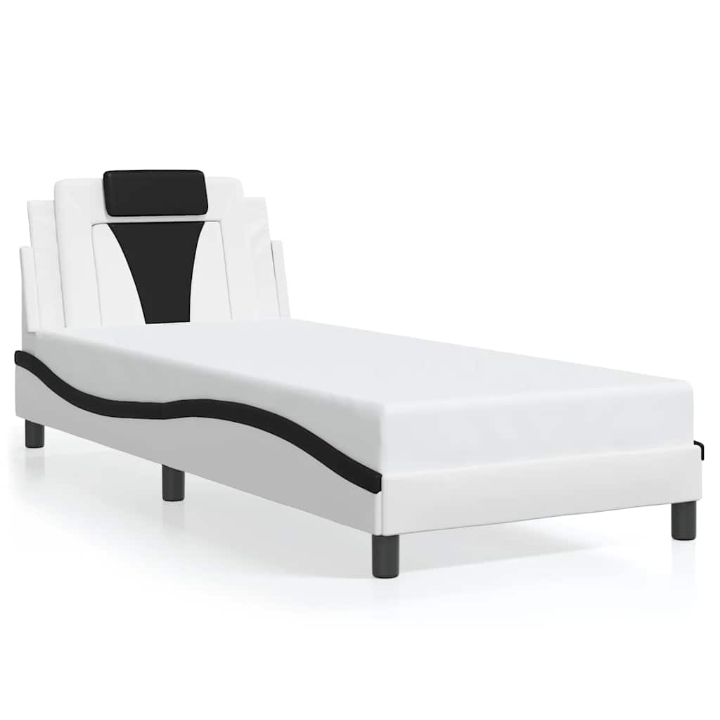 Giroletto Viana senza Materasso Nero e Bianco 90x190 cm in Similpelle | homemem39