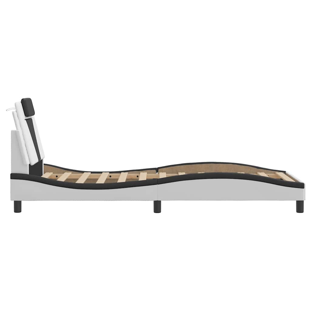 Giroletto Viana senza Materasso Nero e Bianco 90x190 cm in Similpelle | homemem39