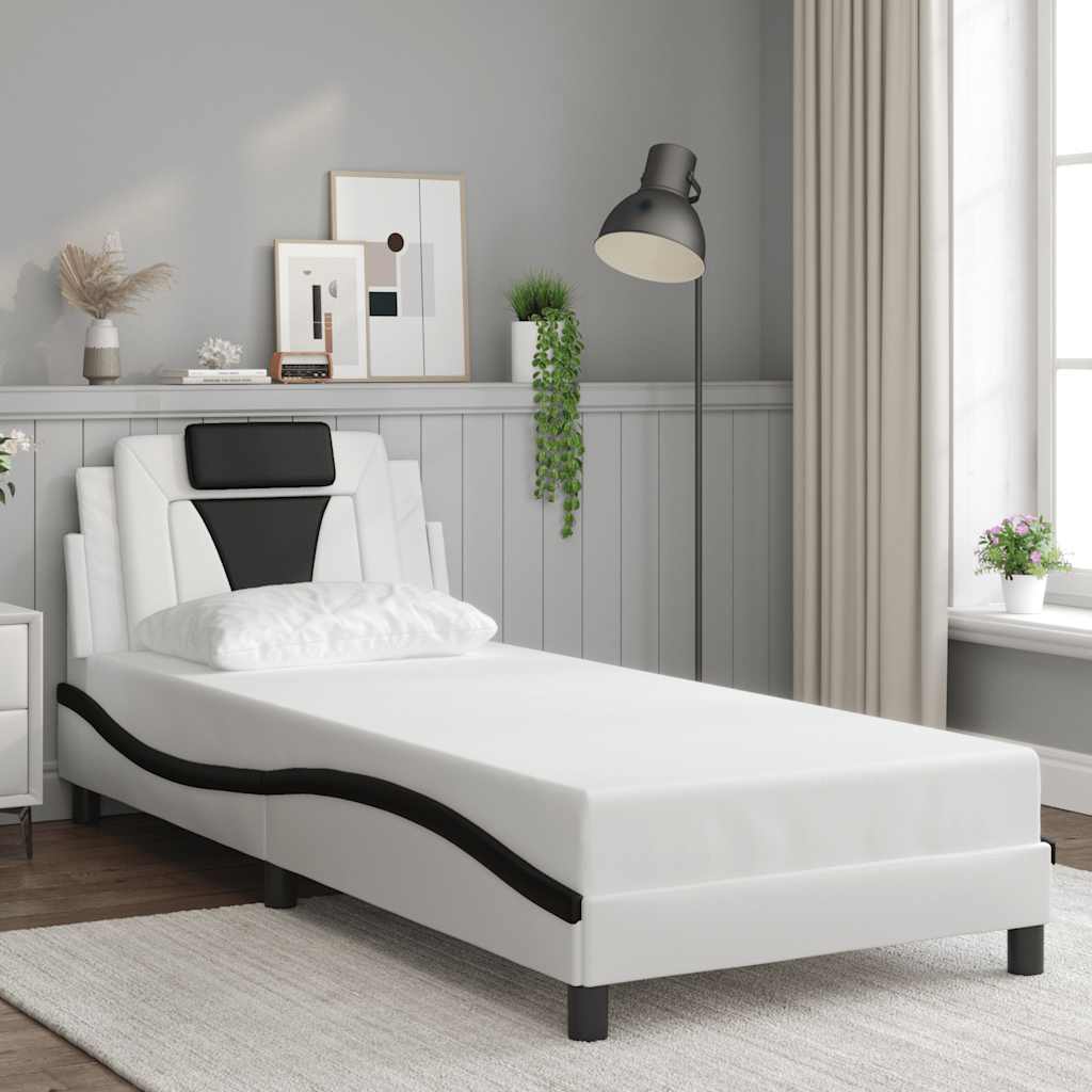 Giroletto Viana senza Materasso Nero e Bianco 90x190 cm in Similpelle | homemem39