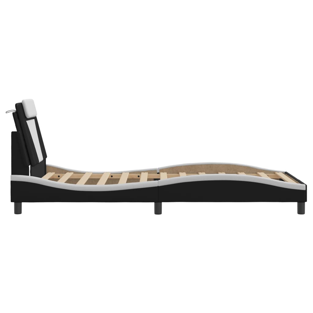 Giroletto Viana senza Materasso Nero e Bianco 100x200 cm in Similpelle - homemem39