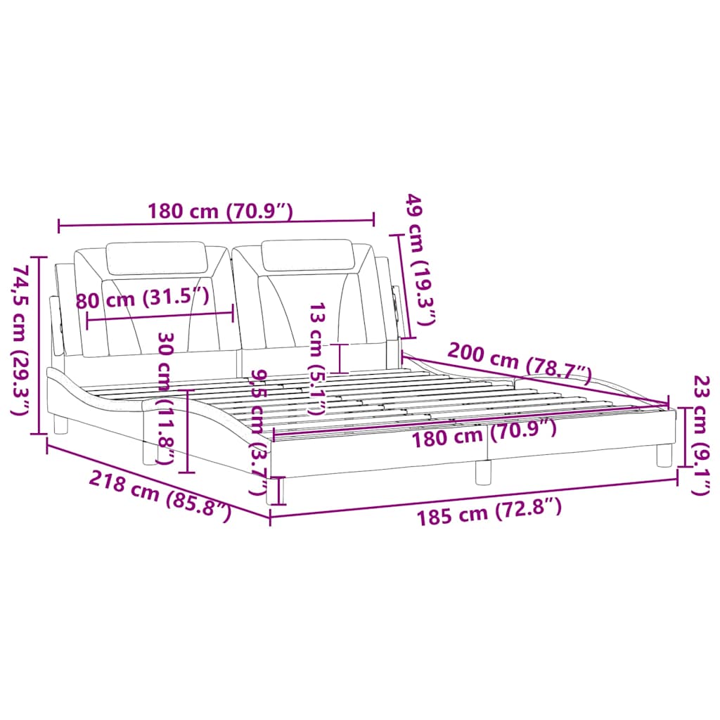 Giroletto Viana senza Materasso Grigio 180x200 cm in Similpelle