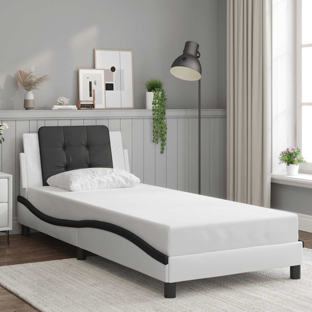 Giroletto senza Materasso Zadar Nero e Bianco 90x190 cm in Similpelle | homemem39