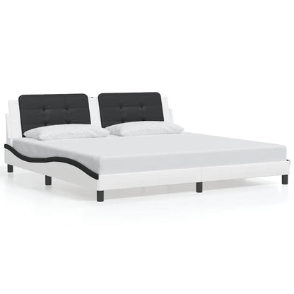 Giroletto senza Materasso Zadar Bianco e Nero 200x200 cm in Similpelle | homemem39
