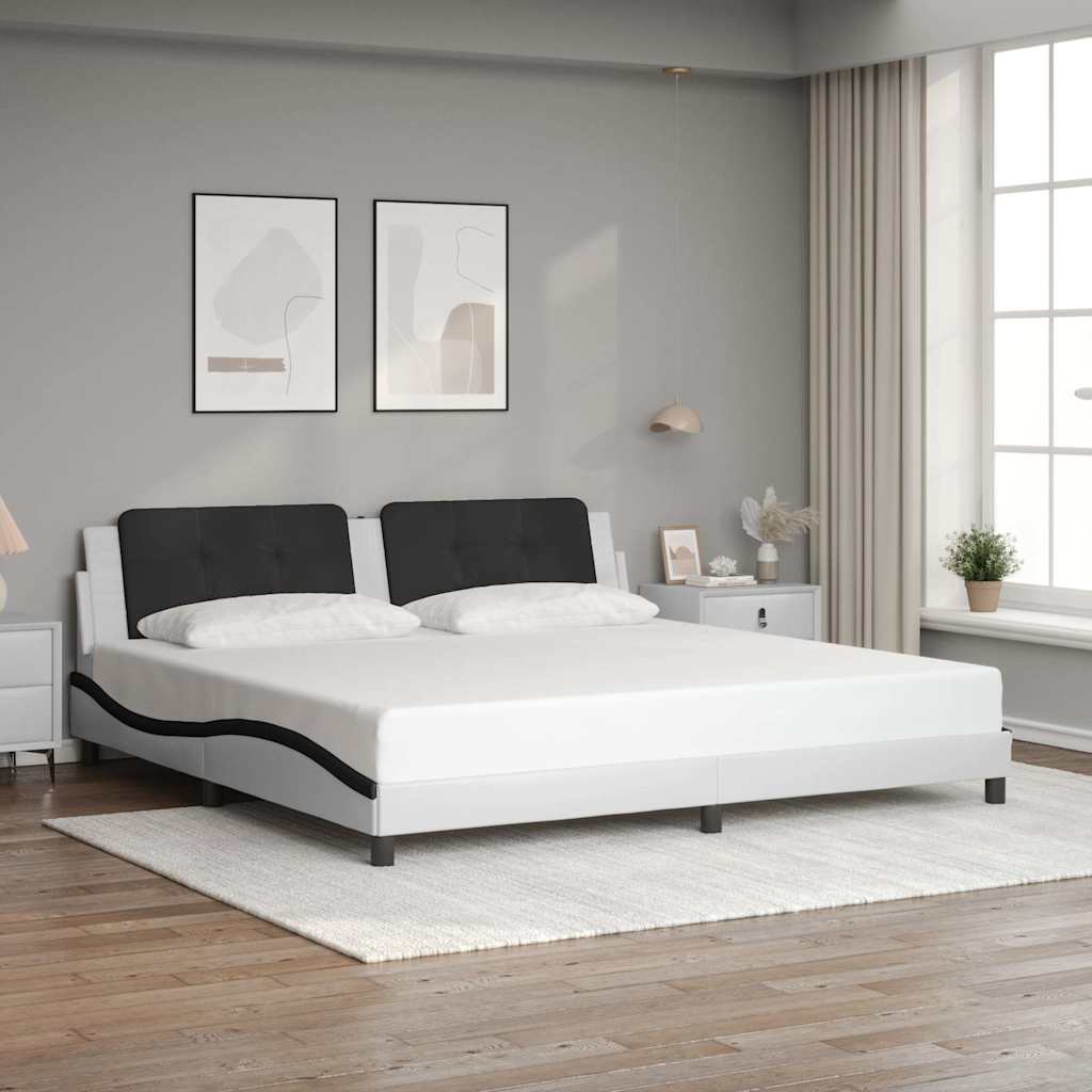 Giroletto senza Materasso Zadar Bianco e Nero 200x200 cm in Similpelle | homemem39