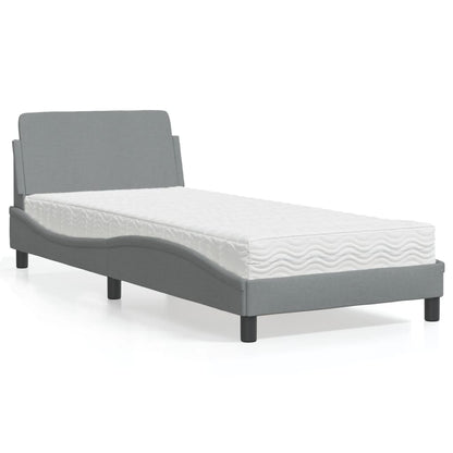 Letto con Materasso Dover Grigio Chiaro 80x200 cm in Tessuto - homemem39