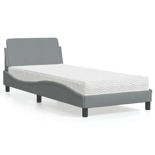 Letto con Materasso Dover Grigio Chiaro 80x200 cm in Tessuto - homemem39