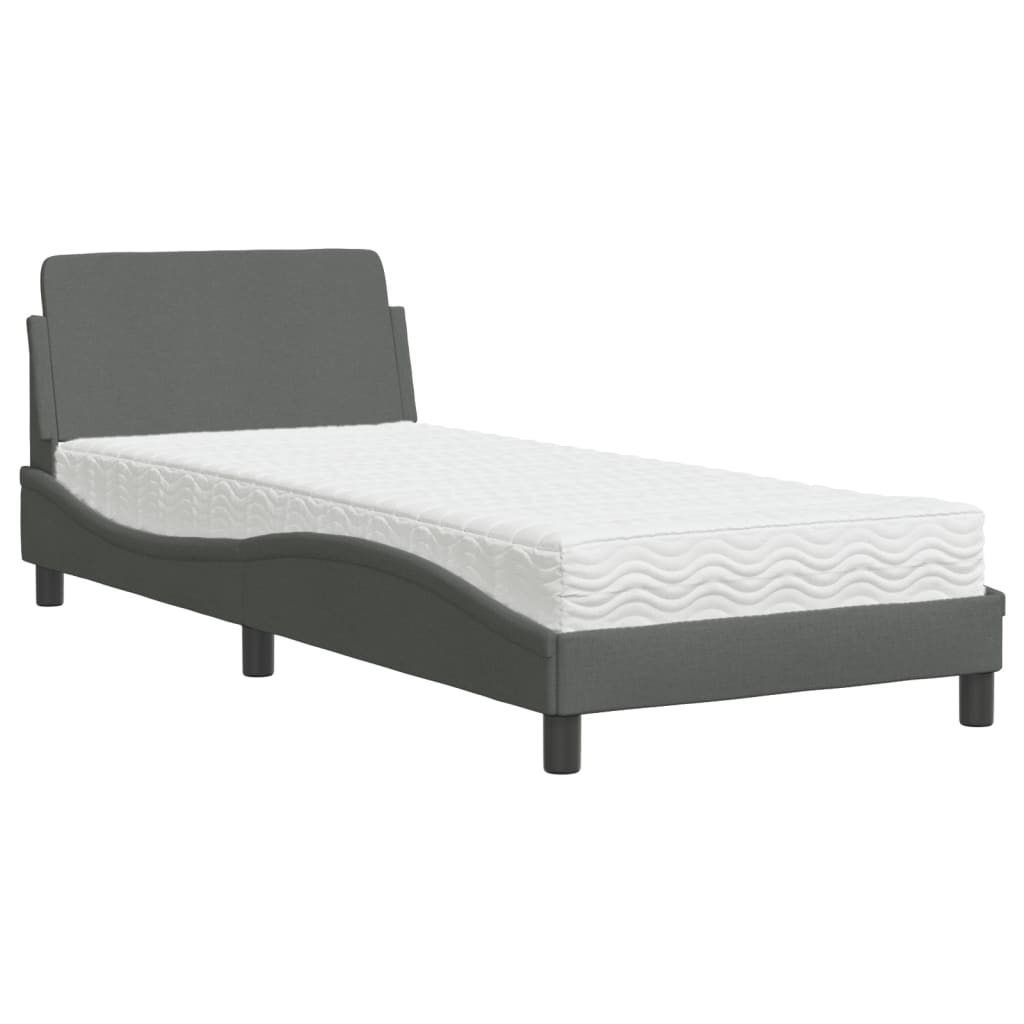 Letto con Materasso Dover Grigio Scuro 80x200 cm in Tessuto - homemem39