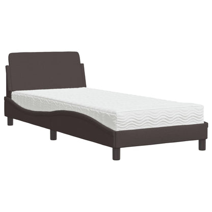 Letto con Materasso Dover Marrone Scuro 80x200 cm in Tessuto - homemem39