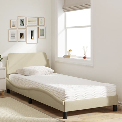 Letto con Materasso Dover Crema 80x200 cm in Tessuto - homemem39