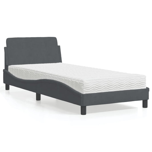 Letto con Materasso Dover Grigio Scuro 80x200 cm in Velluto - homemem39