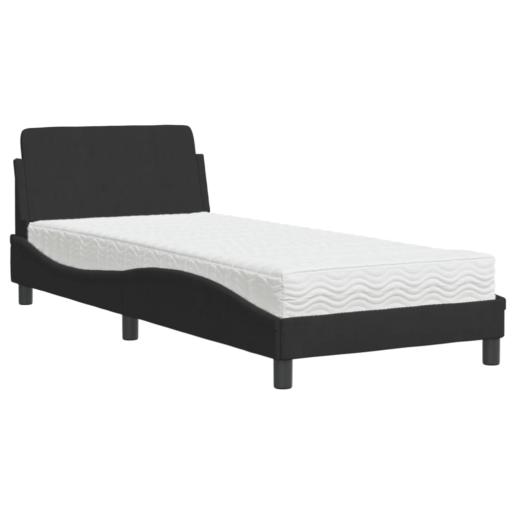 Letto con Materasso Dover Nero 80x200 cm in Velluto - homemem39