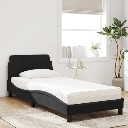 Letto con Materasso Dover Nero 80x200 cm in Velluto - homemem39