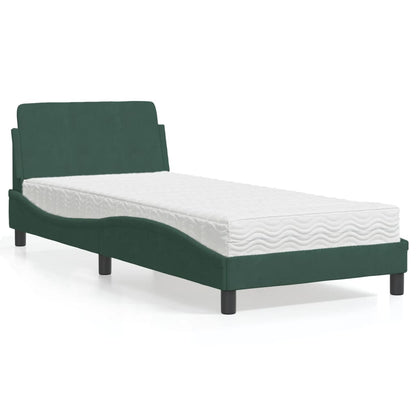 Letto con Materasso Dover Verde Scuro 80x200 cm in Velluto - homemem39