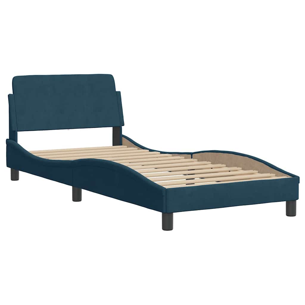 Letto con Materasso Dover Blu 80x200 cm in Velluto