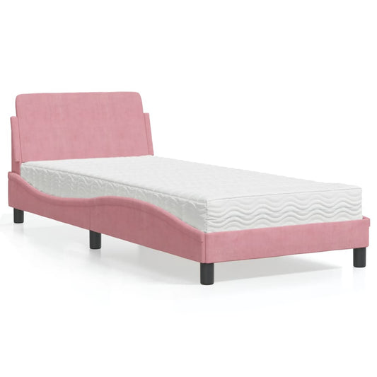 Letto con Materasso Dover Rosa 80x200 cm in Velluto - homemem39