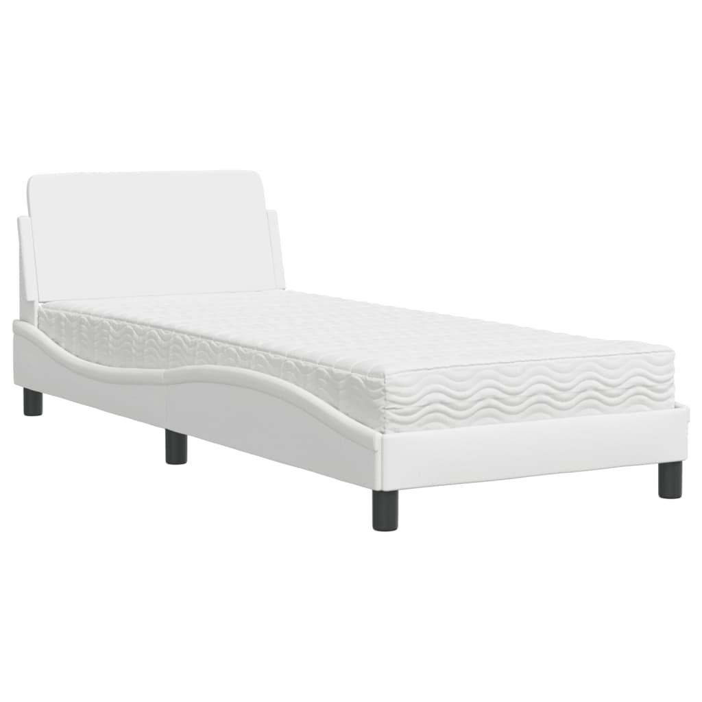 Letto con Materasso Dover Bianco 80x200 cm in Similpelle - homemem39