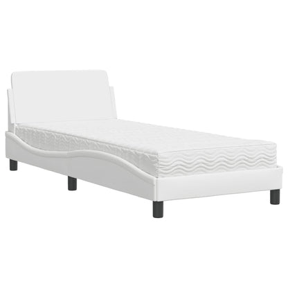 Letto con Materasso Dover Bianco 80x200 cm in Similpelle - homemem39