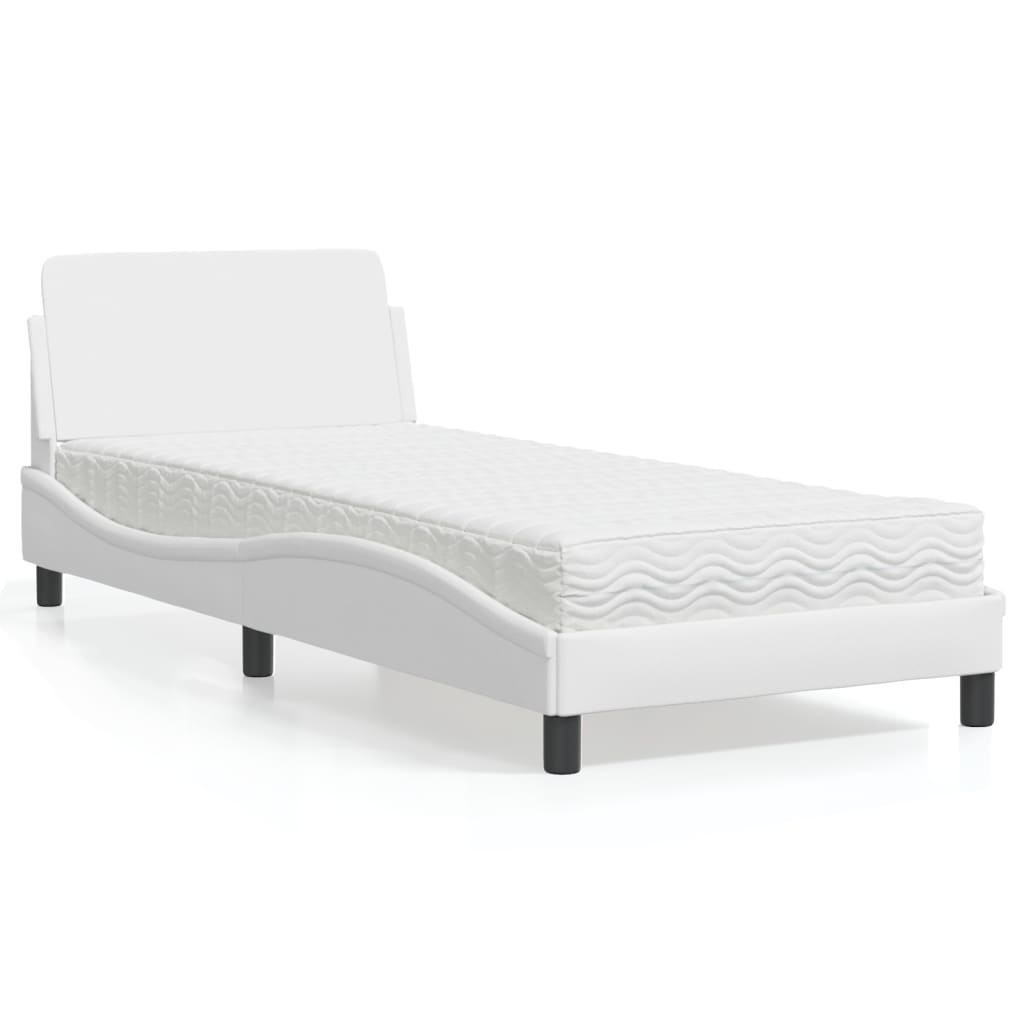 Letto con Materasso Dover Bianco 80x200 cm in Similpelle - homemem39