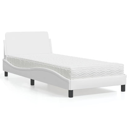 Letto con Materasso Dover Bianco 80x200 cm in Similpelle - homemem39