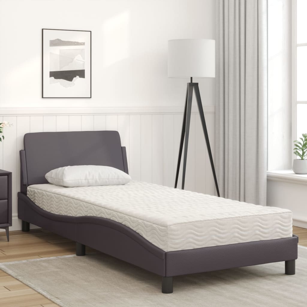 Letto con Materasso Dover Grgio 80x200 cm in Similpelle | homemem39