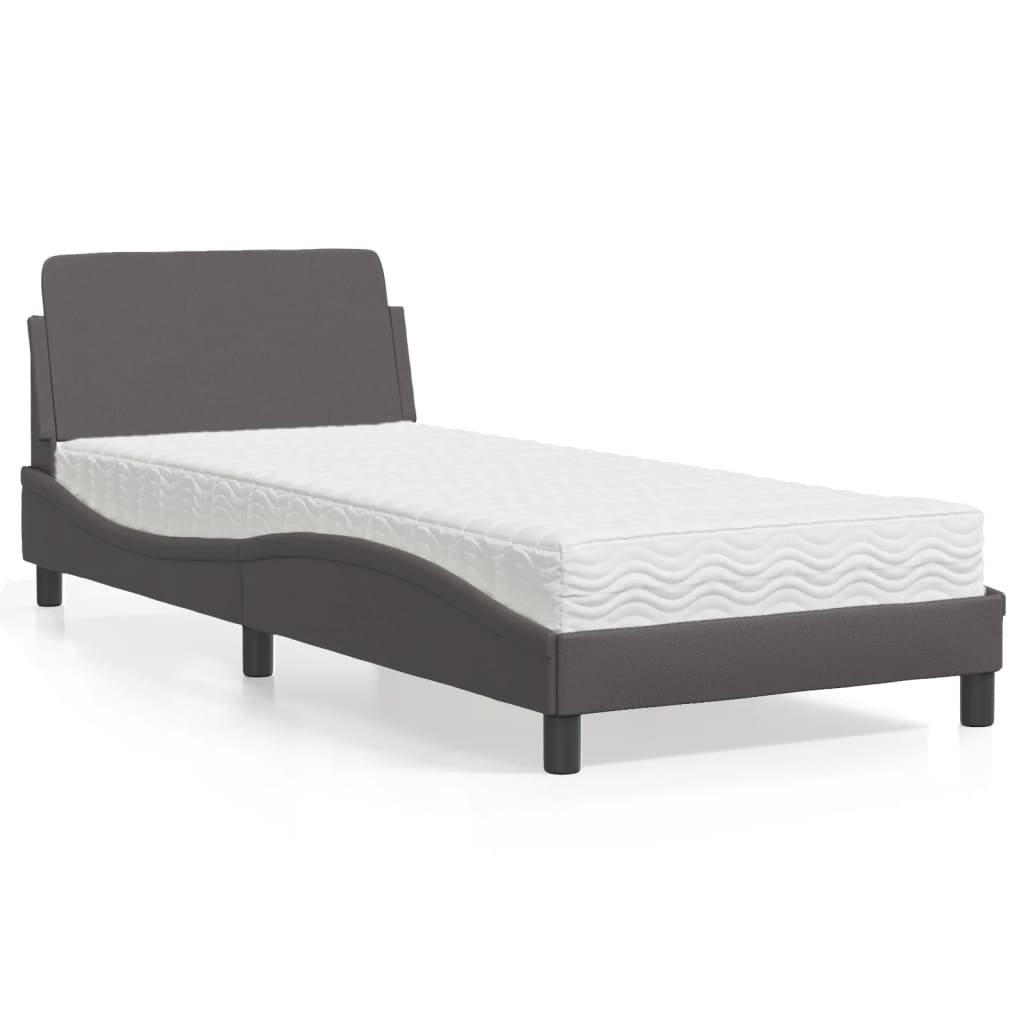 Letto con Materasso Dover Grgio 80x200 cm in Similpelle | homemem39
