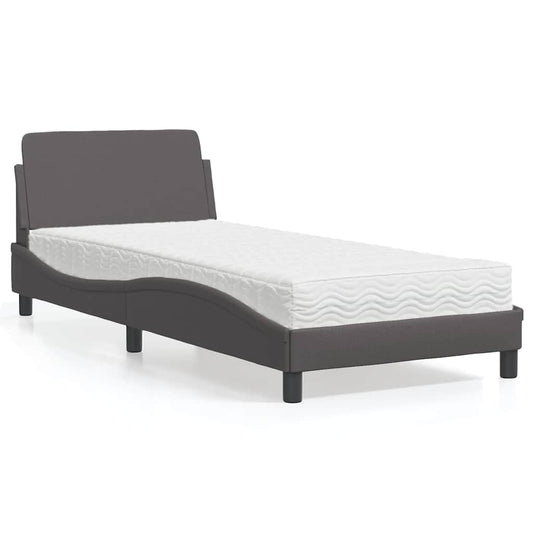 Letto con Materasso Dover Grgio 80x200 cm in Similpelle
