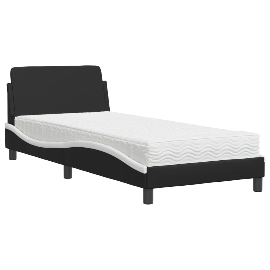 Letto con Materasso Dover Nero e Bianco 80x200 cm in Similpelle - homemem39