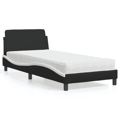 Letto con Materasso Dover Nero e Bianco 80x200 cm in Similpelle - homemem39