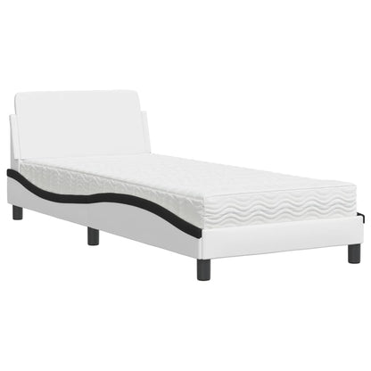 Letto con Materasso Dover Nero e Bianco 80x200 cm in Similpelle - homemem39