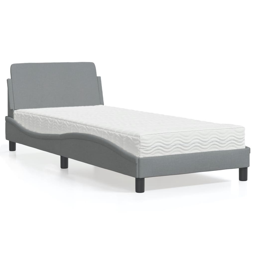 Letto con Materasso Dover Grigio Chiaro 90x190 cm in Tessuto - homemem39