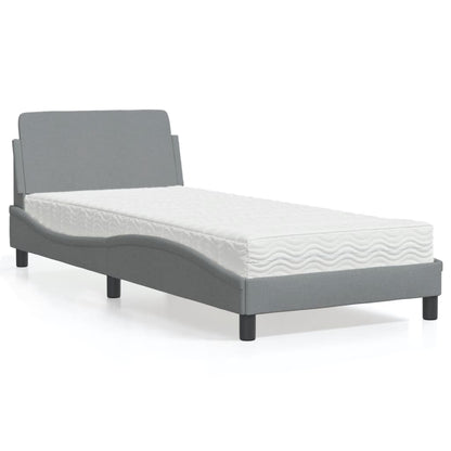 Letto con Materasso Dover Grigio Chiaro 90x190 cm in Tessuto - homemem39