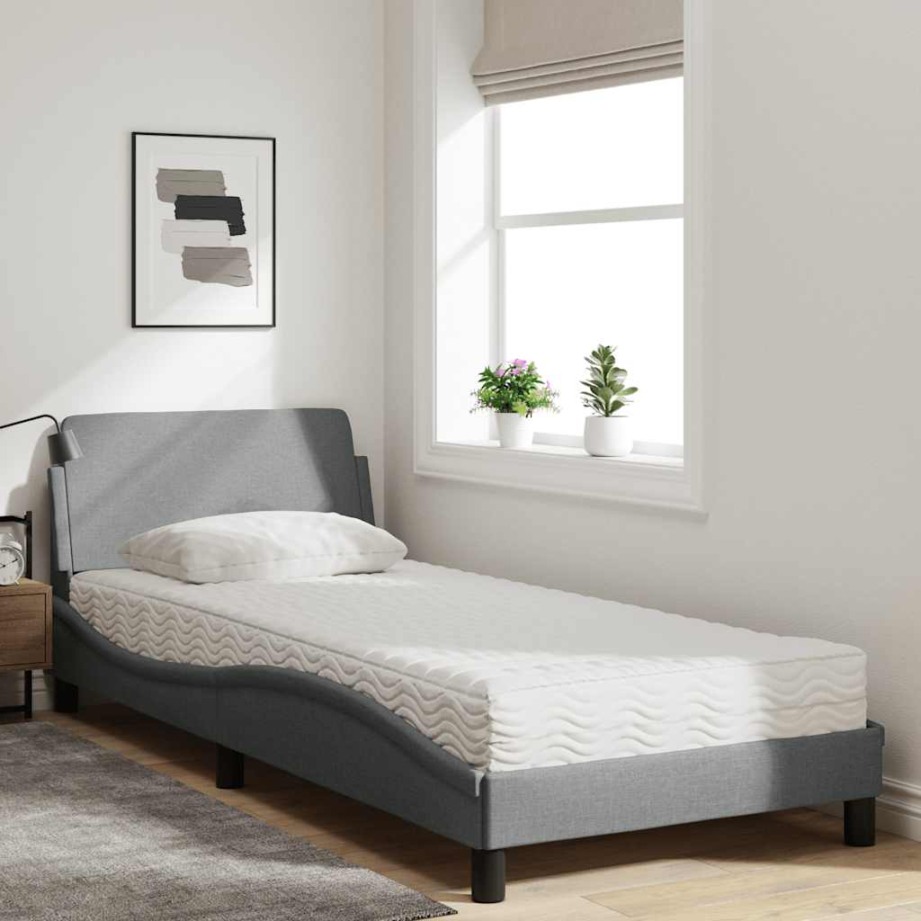 Letto con Materasso Dover Grigio Chiaro 90x190 cm in Tessuto