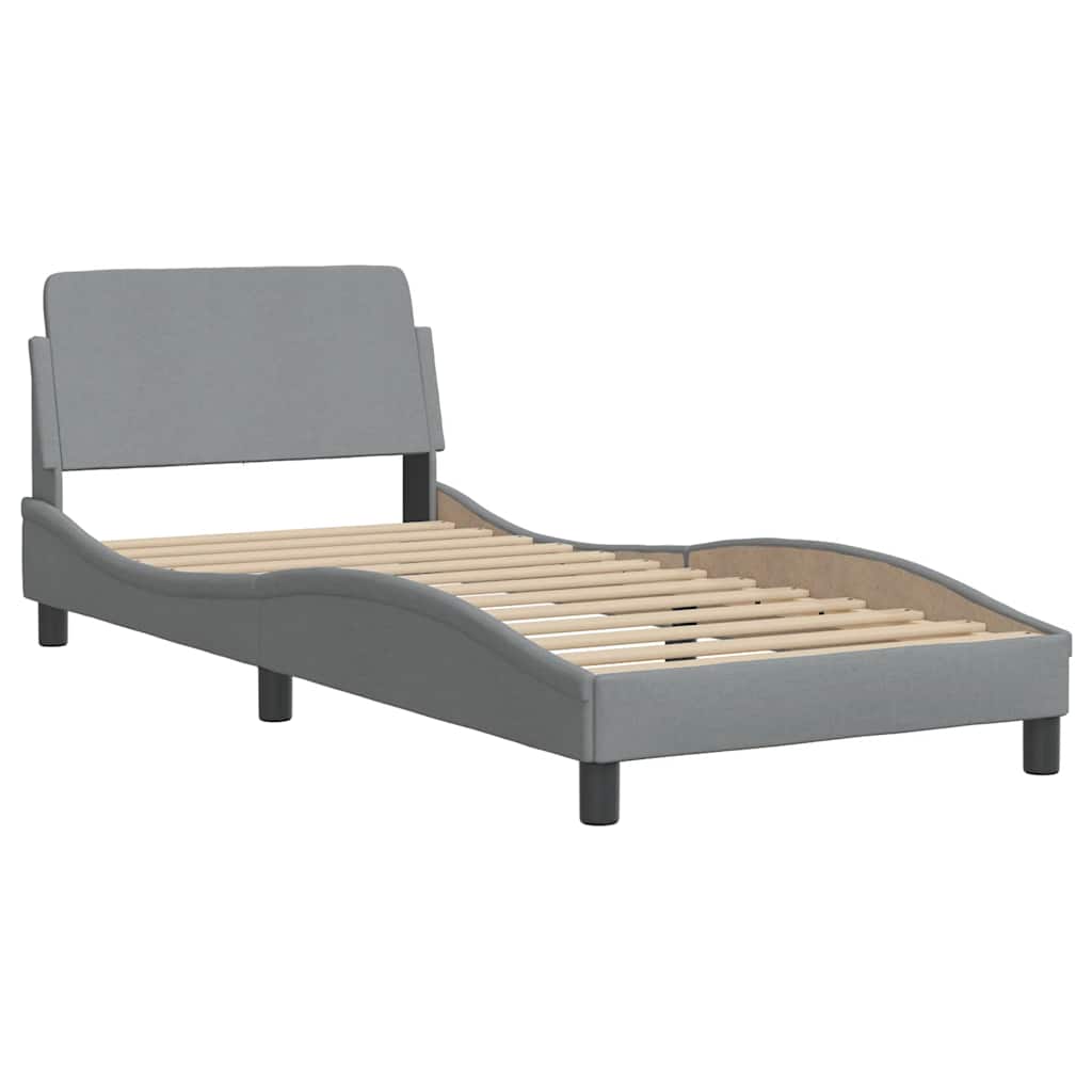 Letto con Materasso Dover Grigio Chiaro 90x190 cm in Tessuto