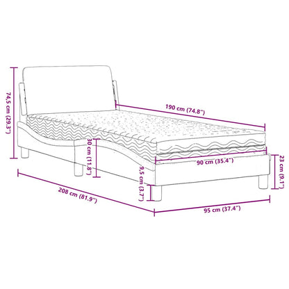 Letto con Materasso Dover Grigio Chiaro 90x190 cm in Tessuto